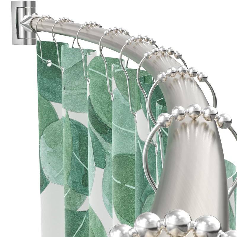 PrettyHome Curved Shower Curtain Rod For Bathroom 38-72 Inches, Adjustable Length, Curved Shower Rod, Metal Rods&Brackets, Round Shower Curtain Rods, Rotate Bracket For Large Shower Space, Need Drilling, Nickle - Image 1